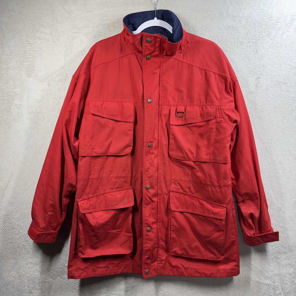 Eddie Bauer Mountain Parka Chore Coat Men's M‎ Red Wool Flannel Lined (No Hood)